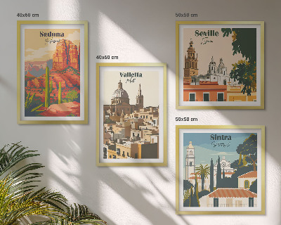 Polittico con cornice Paesaggi urbani retrò Sedona Sintra