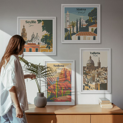 Polittico con cornice Paesaggi urbani retrò Sedona Sintra