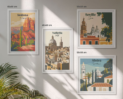 Polittico con cornice Paesaggi urbani retrò Sedona Sintra