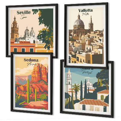 Polittico con cornice Paesaggi urbani retrò Sedona Sintra