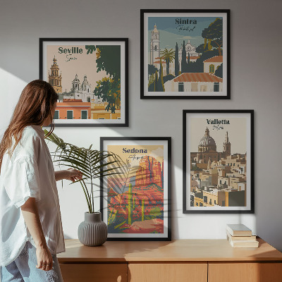 Polittico con cornice Paesaggi urbani retrò Sedona Sintra