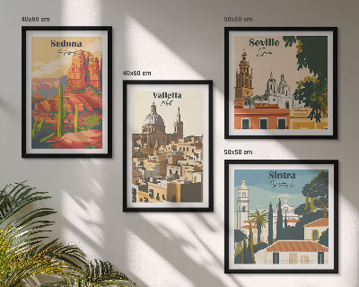 Polittico con cornice Paesaggi urbani retrò Sedona Sintra