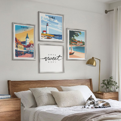 Composizione di 4 quadri Città polacche Ustka Tarnów Sopot