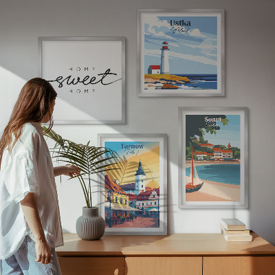 Composizione di 4 quadri Città polacche Ustka Tarnów Sopot