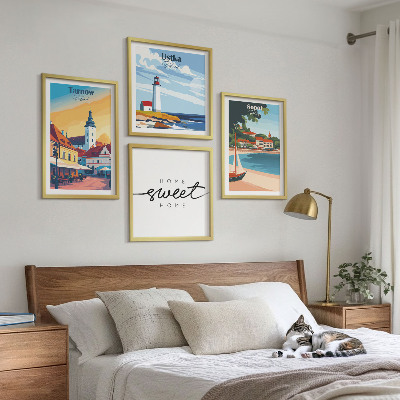 Composizione di 4 quadri Città polacche Ustka Tarnów Sopot