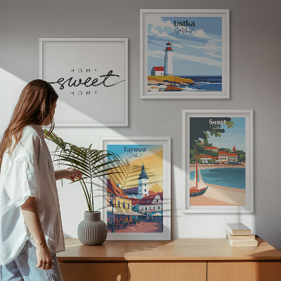 Composizione di 4 quadri Città polacche Ustka Tarnów Sopot