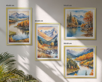 Galleria a parete viste sulle montagne fiume autunnale