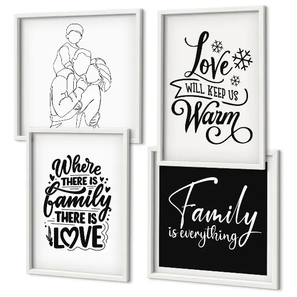 Polittico con cornice tema famiglia, amore, calore e casa