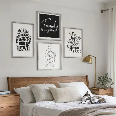 Polittico con cornice tema famiglia, amore, calore e casa