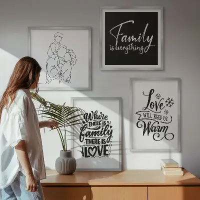 Polittico con cornice tema famiglia, amore, calore e casa