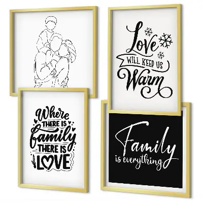 Polittico con cornice tema famiglia, amore, calore e casa