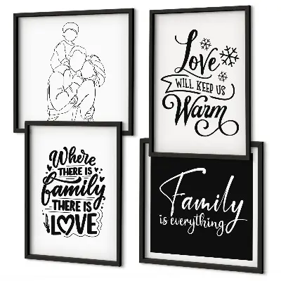 Polittico con cornice tema famiglia, amore, calore e casa
