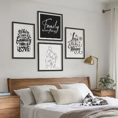 Polittico con cornice tema famiglia, amore, calore e casa
