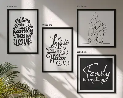 Polittico con cornice tema famiglia, amore, calore e casa