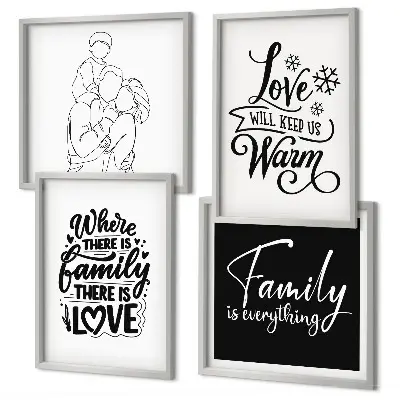 Polittico con cornice tema famiglia, amore, calore e casa