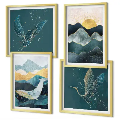 Montagne astratte di gru galleria a parete