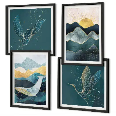 Montagne astratte di gru galleria a parete