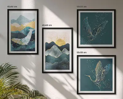 Montagne astratte di gru galleria a parete