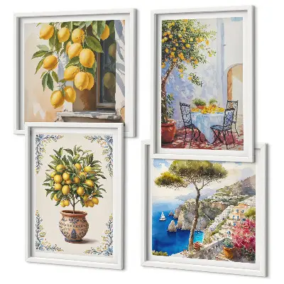 Alberi di limoni al sole composizione di 4 quadri