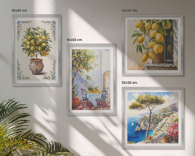 Composizione di 4 quadri Alberi di limoni al sole