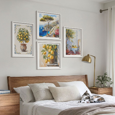 Composizione di 4 quadri Alberi di limoni al sole