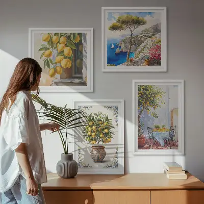 Alberi di limoni al sole composizione di 4 quadri