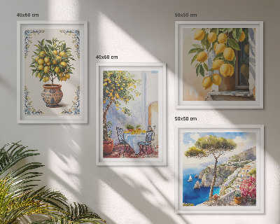 Composizione di 4 quadri Alberi di limoni al sole