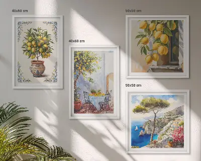 Alberi di limoni al sole composizione di 4 quadri