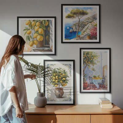 Composizione di 4 quadri Alberi di limoni al sole