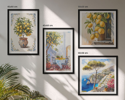 Composizione di 4 quadri Alberi di limoni al sole