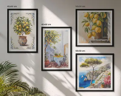 Alberi di limoni al sole composizione di 4 quadri