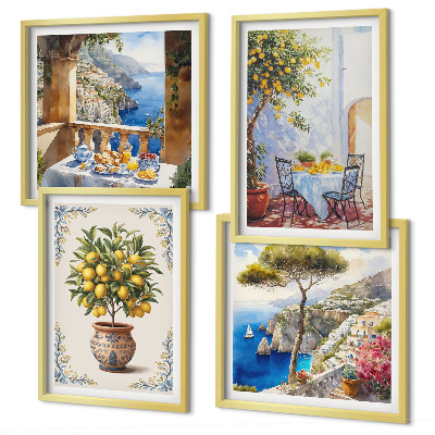 Composizione di 4 quadri tavolo dell'albero del limone marino