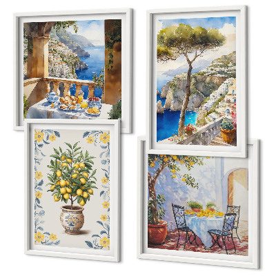 Galleria a parete dipinti di alberi di limone marino