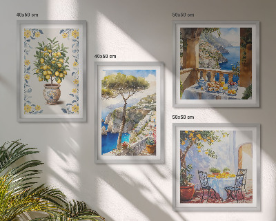 Galleria a parete dipinti di alberi di limone marino