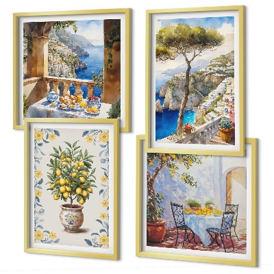 Galleria a parete dipinti di alberi di limone marino