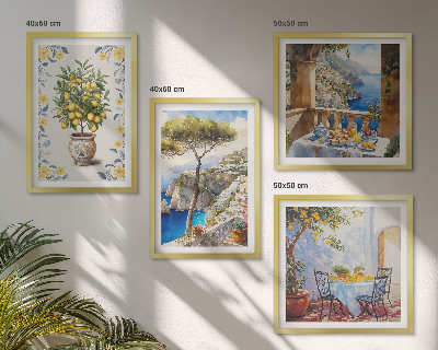 Galleria a parete dipinti di alberi di limone marino