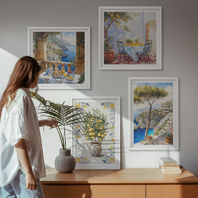 Galleria a parete dipinti di alberi di limone marino