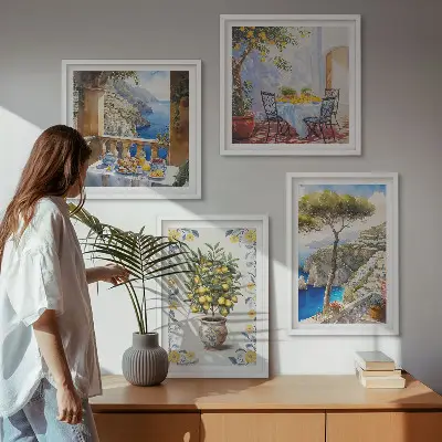 Galleria a parete dipinti di alberi di limoni marini