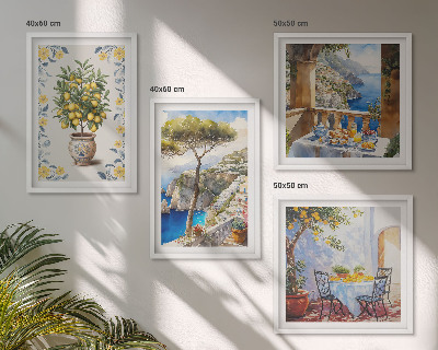 Galleria a parete dipinti di alberi di limone marino