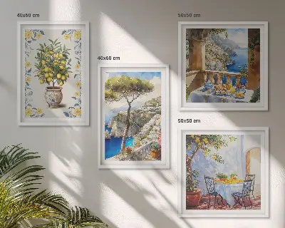 Galleria a parete dipinti di alberi di limoni marini