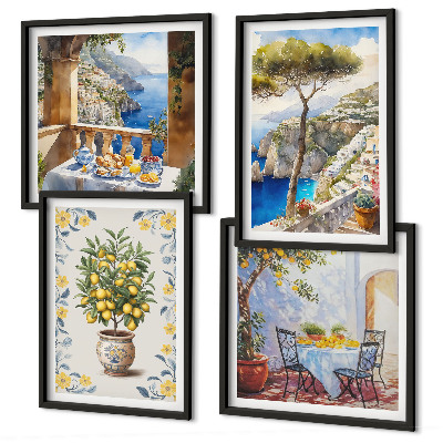Galleria a parete dipinti di alberi di limone marino