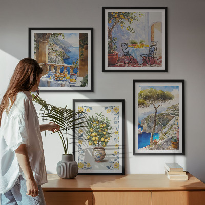 Galleria a parete dipinti di alberi di limone marino