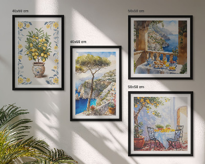 Galleria a parete dipinti di alberi di limone marino