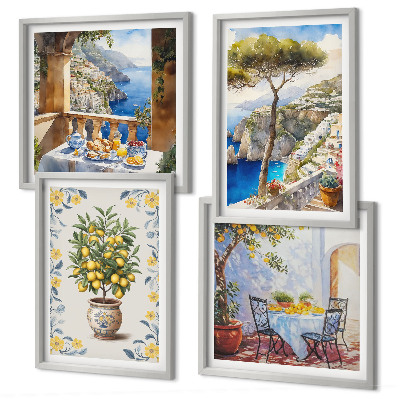 Galleria a parete dipinti di alberi di limone marino