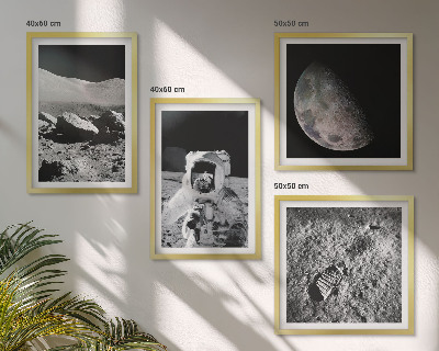 Composizione di 4 quadri Impronta di astronauta sulla Luna
