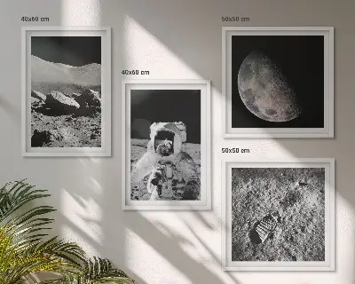 Impronta di astronauta sulla Luna composizione di 4 quadri