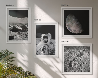 Composizione di 4 quadri Impronta di astronauta sulla Luna