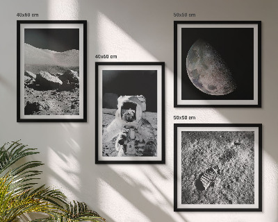 Composizione di 4 quadri Impronta di astronauta sulla Luna