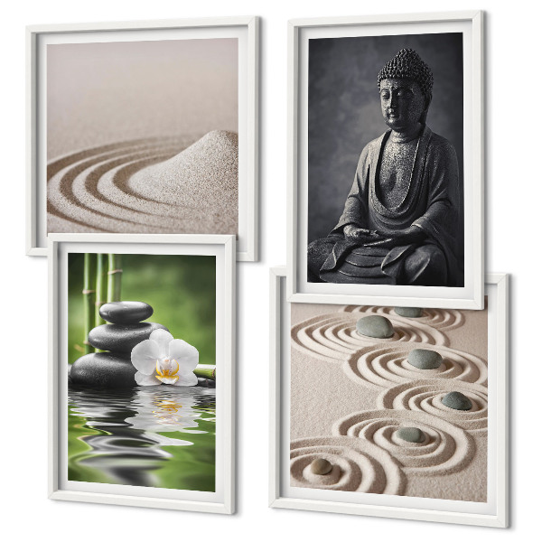 Polittico con cornice Buddha in relax sulla spiaggia