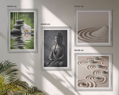 Polittico con cornice Buddha in relax sulla spiaggia